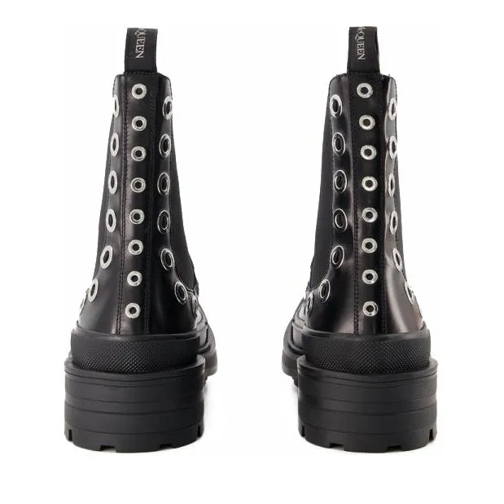 Alexander McQueen Botte Tread Slick Ankle Boots  - Black/White - Leather Black (Image 3)