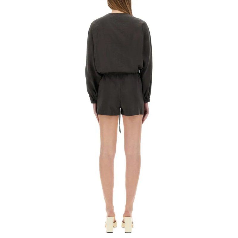 Alysi Jumpsuit Short Silk Canvas Jumpsuit Black (Image 3)