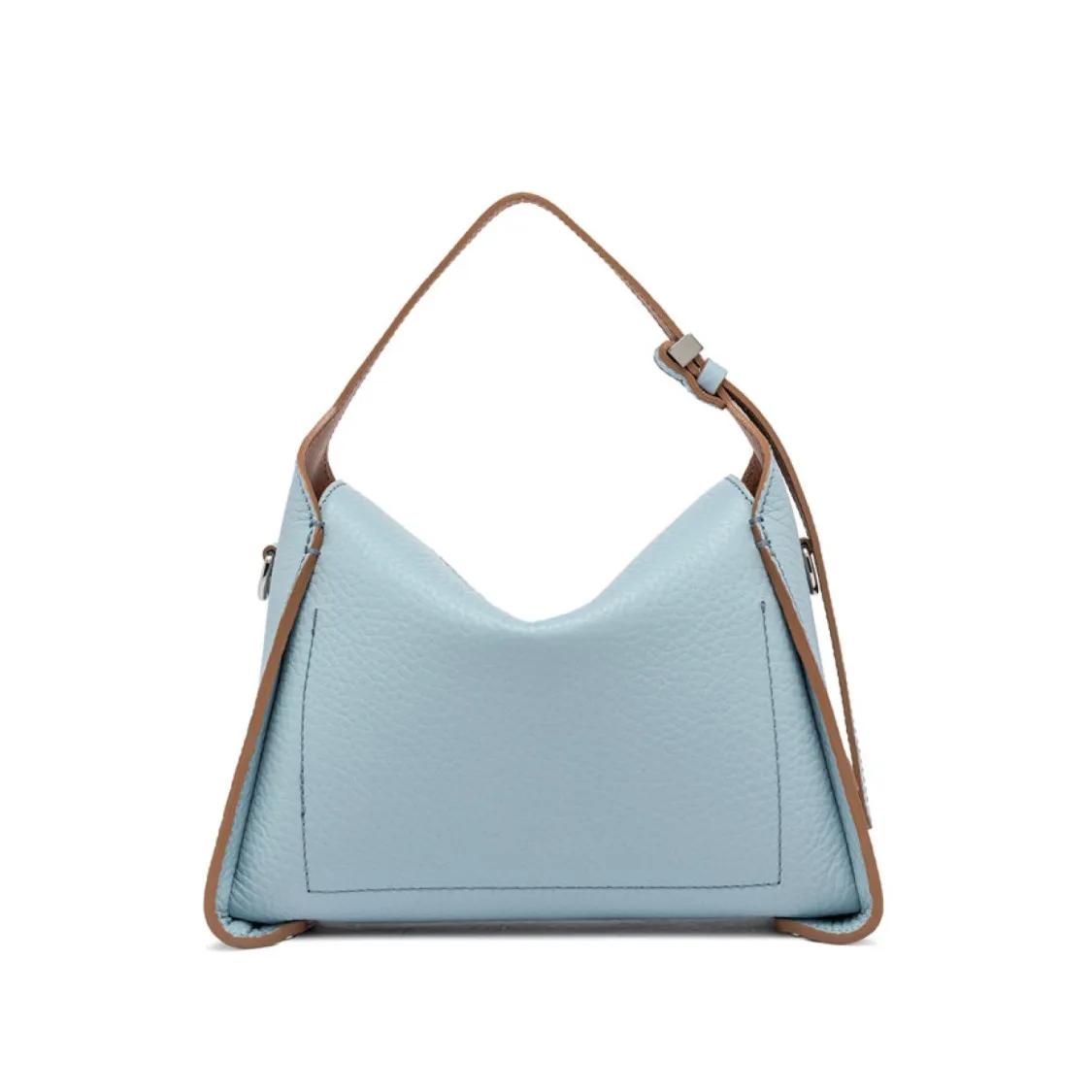 Gianni Chiarini Hobo bags Penelope Handbag In Double Leather Light Blue in blauw