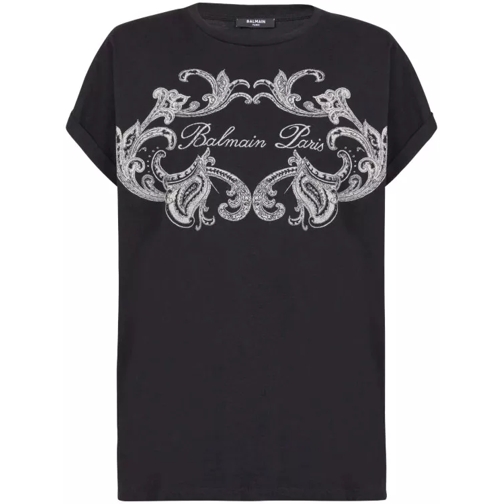 Balmain Black Logo-Print Cotton T-Shirt Black 