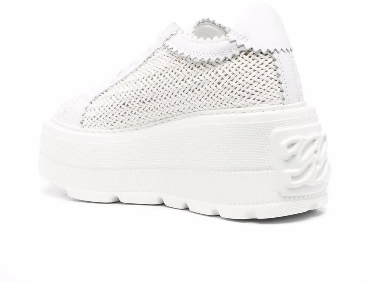 Thumbnail - Casadei Low-Top Sneaker - Textured White Leather Sneakers With Platform Sole - Gr. 36 (EU) - in Weiß - für Damen
