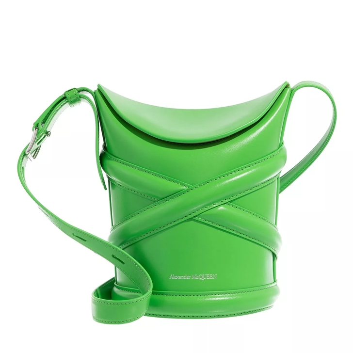 Alexander McQueen The Curve Bucket Bag Leather Green Bucket