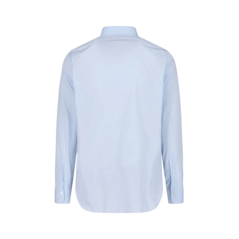 Finamore Chemise Structured Blue Shirt With Tailored Fit And Elegan Blue