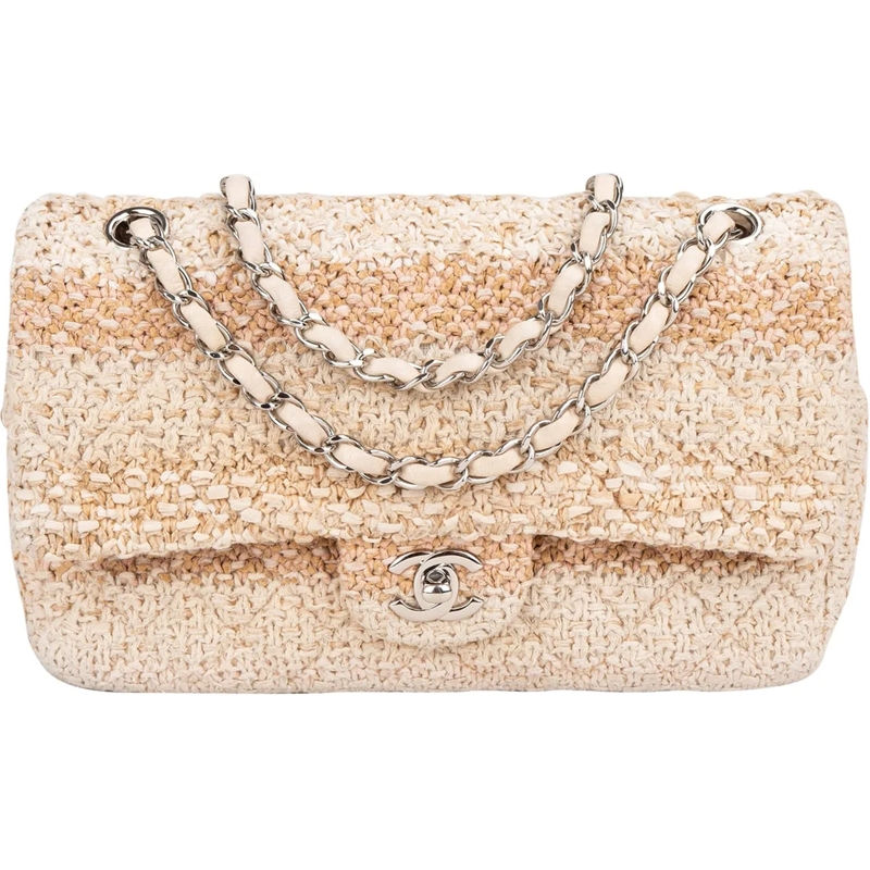 Chanel Tote Chanel Quilted Tweed Medium Double Flap Crossbody  beige