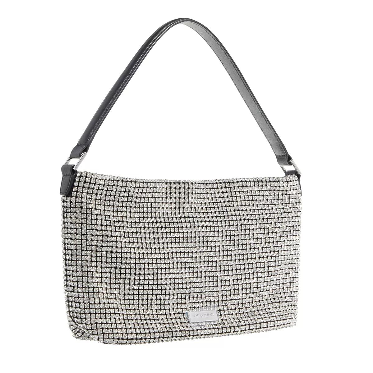 Self Portrait Zilveren Chainmail Hobo Tas Rits Sluiting Gray Dames