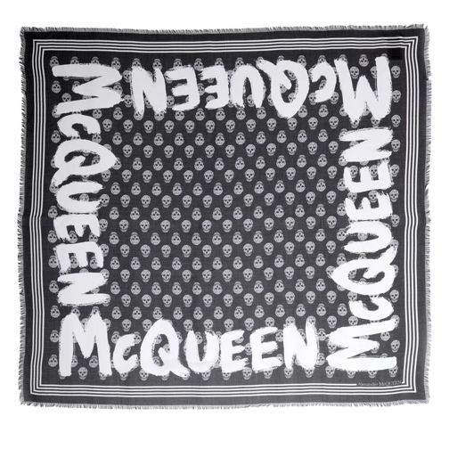 Alexander McQueen Logo Shawl Black/Ivory Lightweight Scarf
