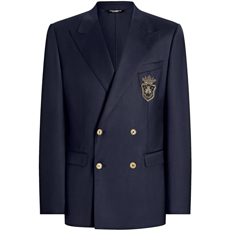 Dolce&Gabbana Blazer Navy Blue Double-Breasted Jacket Blue
