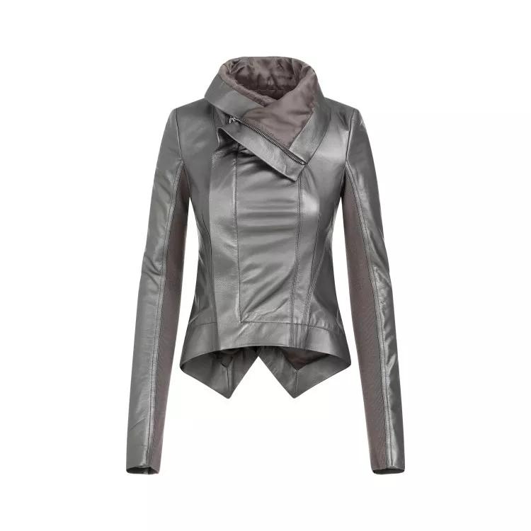 Rick Owens - Naska Metallic Biker Gun Metal Lamb Leather Jacket - Größe 42 - multi