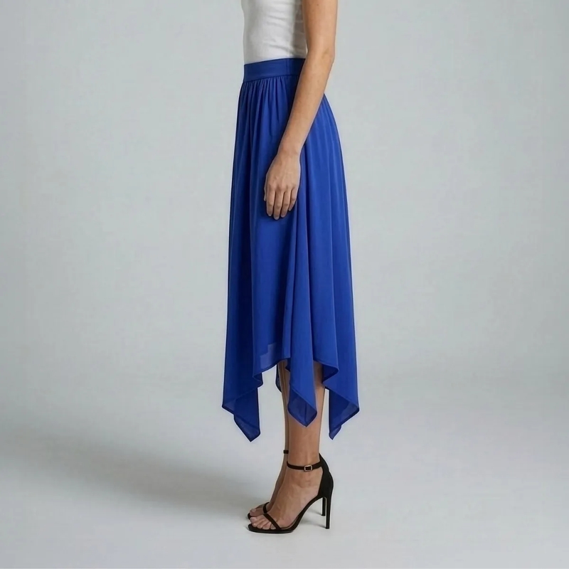 Helene Galwas Midirock Rock aus Seidensatin ILKARE blau(Image 4)