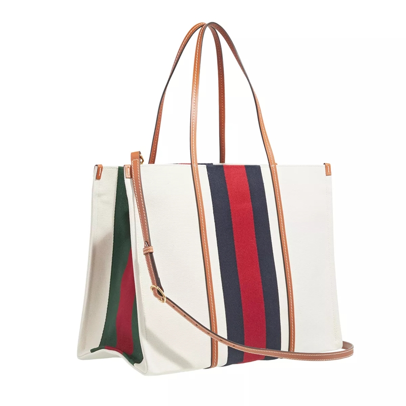 Gucci Shopper Web Tote Bag Canvas Natural(Image 4)