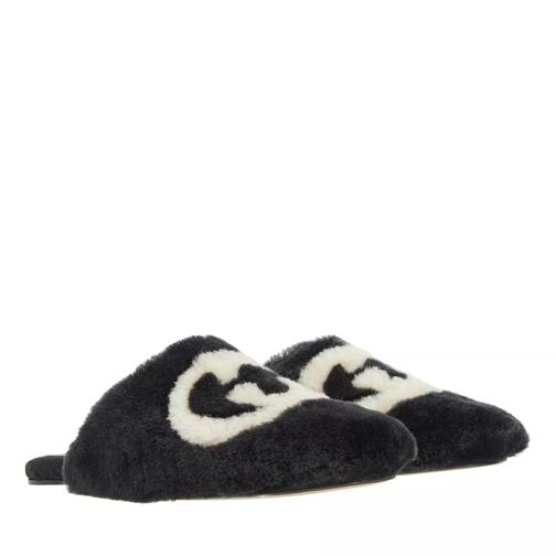 Gucci Women Interlocking G Slipper  Black/Vintage White Mule