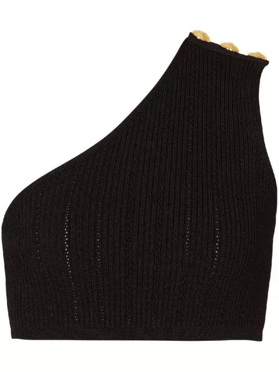 Balmain - Asymmetric Knit Top - Größe 36 - black