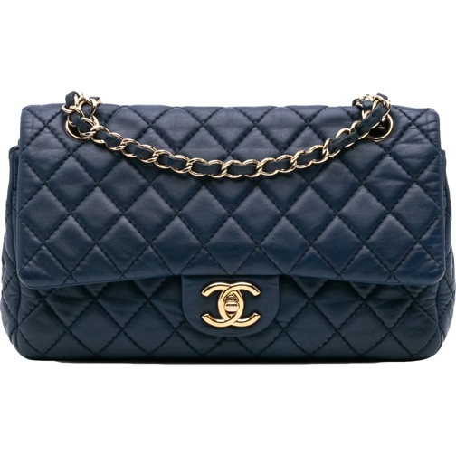 Chanel Sac à bandoulière 2008-2009 Medium Classic Calfskin Double Flap blau