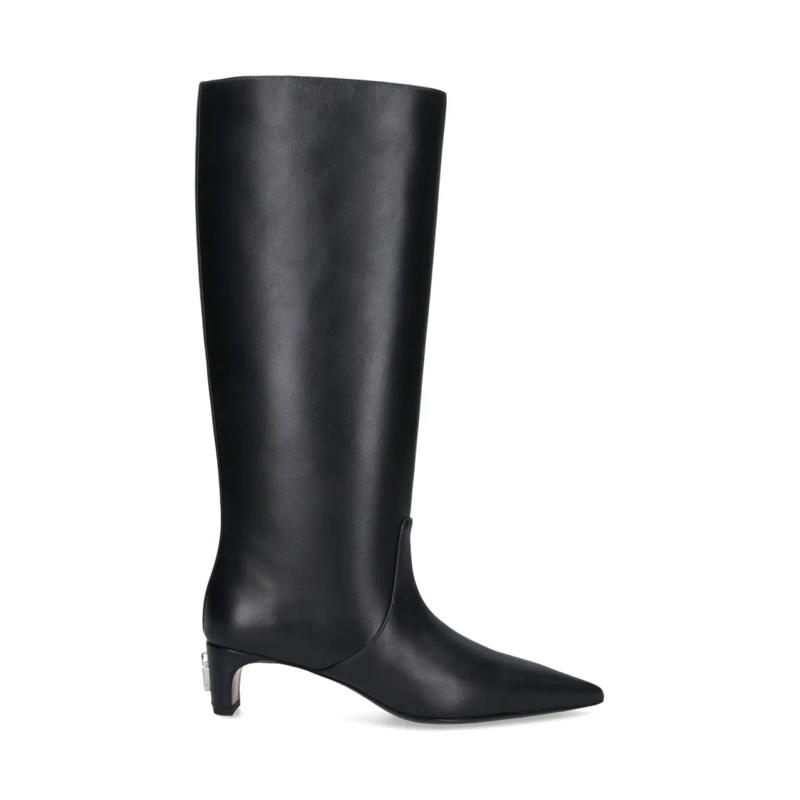 Marc Jacobs Bottes Pointed Toe Black Lambskin Boots With Raised Stitc Black