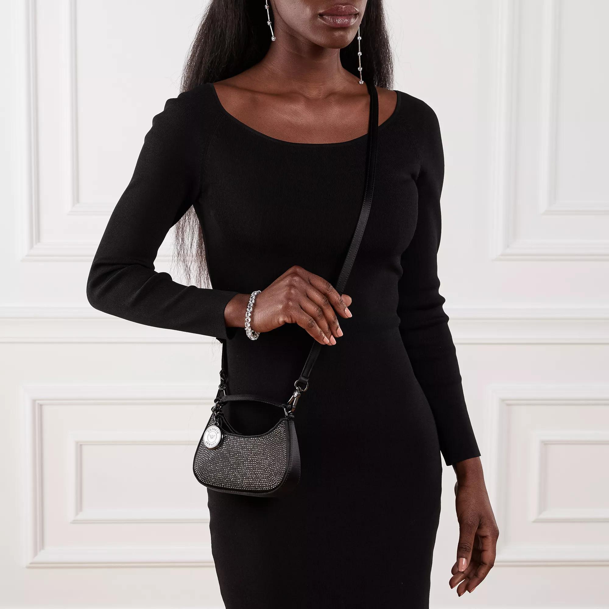 Emporio Armani Zwarte Satijnen Minibag met Elegante Details Black Dames