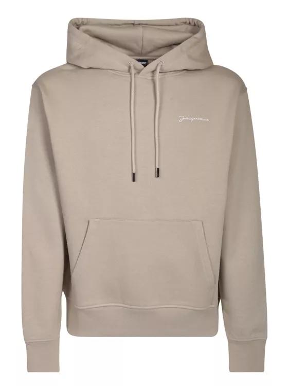 Sand Hoodie With Iconic Logo On The Chest Green