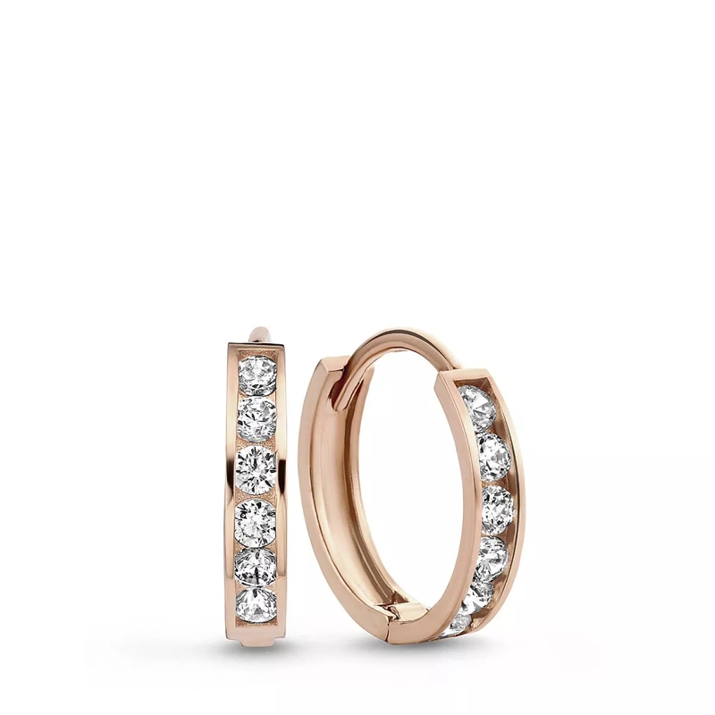 Isabel Bernard Créoles La Conrorde Tiphaine Creolen With Zirkonia 14 Karaat Rose Gold