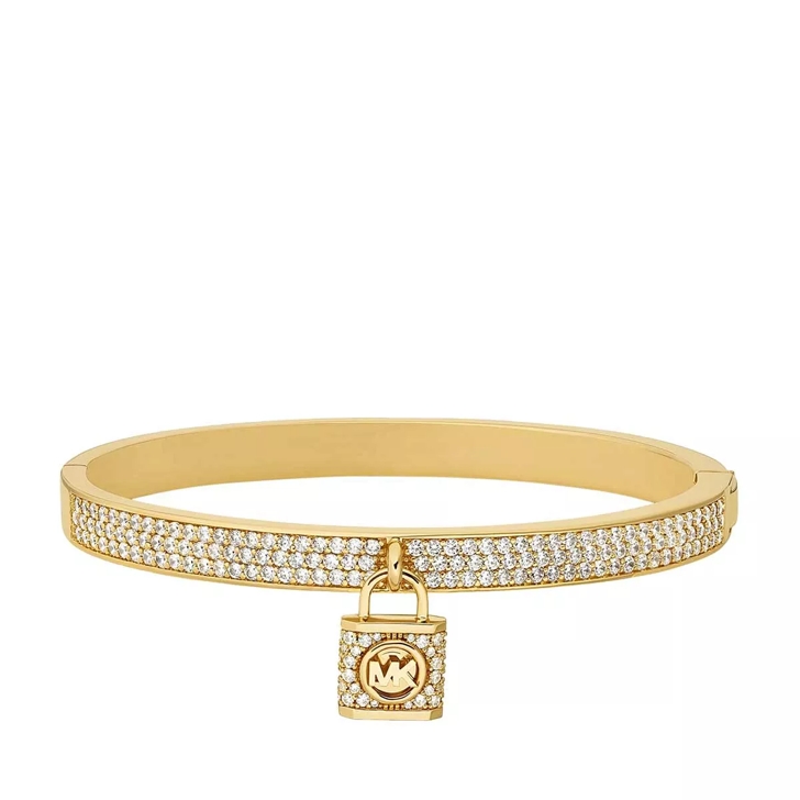 Michael Kors 14K Gold Plated Pav Lock Charm Bangle Gold Bangle