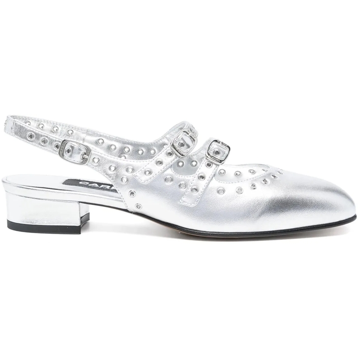 パンプス Carel Silver Low-Heeled Mary Jane 05 Shoes Alice - Silver leather Mary Janes pumps | Carel Paris