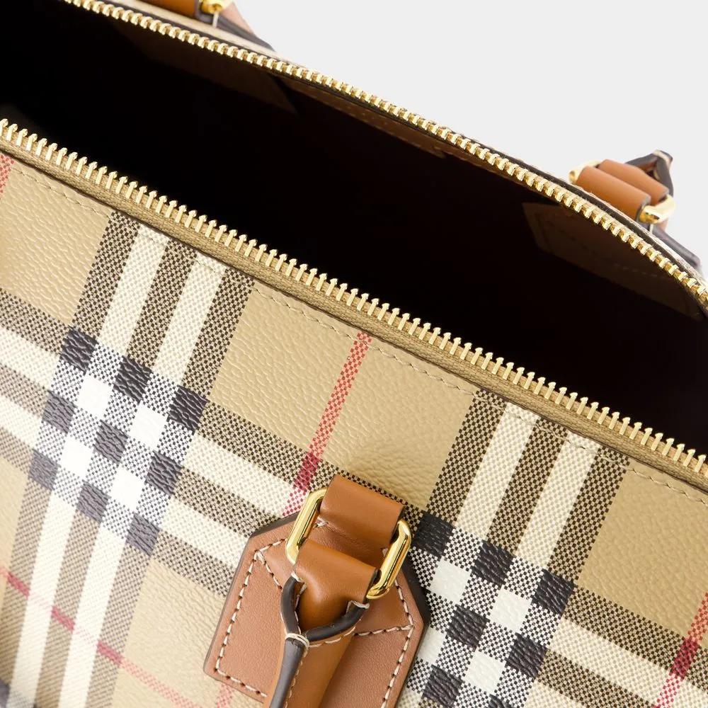 Burberry Hobo bags Medium Bowling Purse Synthetic Leather Brown in bruin