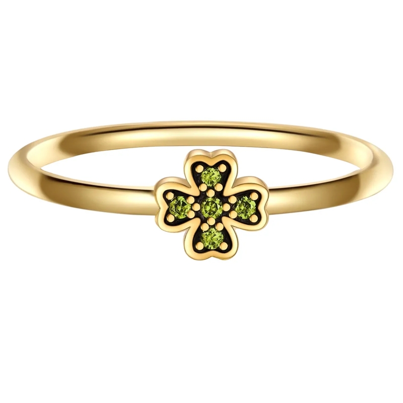 Glanzstücke München Ring Sterling Silber Ring Zirkonia Kleeblatt gold