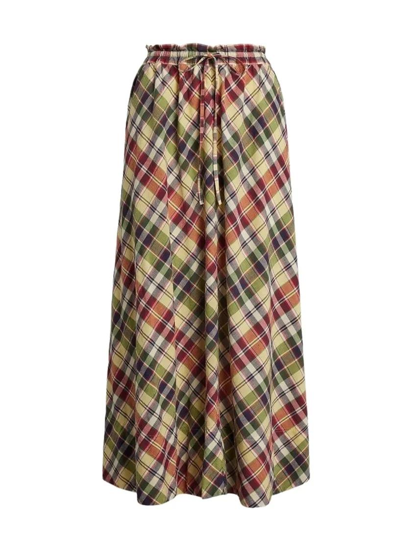 Thumbnail - Polo Ralph Lauren - Plaid Print Cotton Skirt - Größe 6 - braun