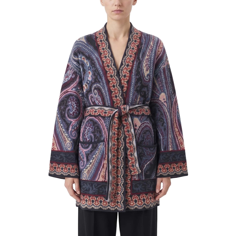 Etro Strickjacke Lange Strickjacke mit Gürtel mehrfarbig(Image 2)
