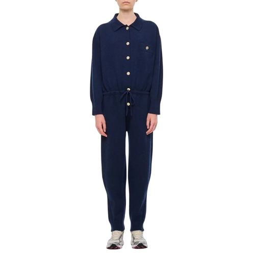 Barrie Combinaisons Cashmere Front Buttoned Jumpsuit Blue