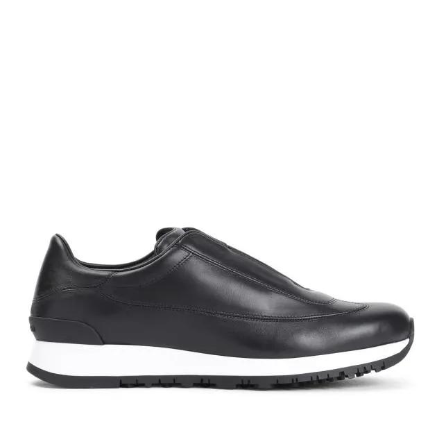 John Lobb Low-Top Sneaker - Lift Nature Black Calf Leather Sneakers - Gr. 7 - in Schwarz - für Damen