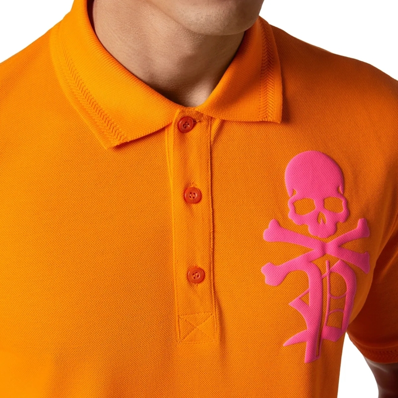 Philipp Plein Top Poloshirt Skull&Bones orange(Image 3)