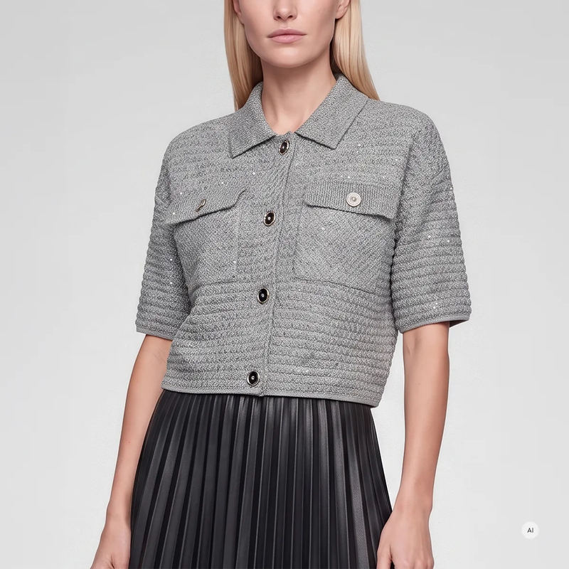Marc Aurel Strickjacke Strickjacke in sparkling 3D-Optik grau(Image 3)