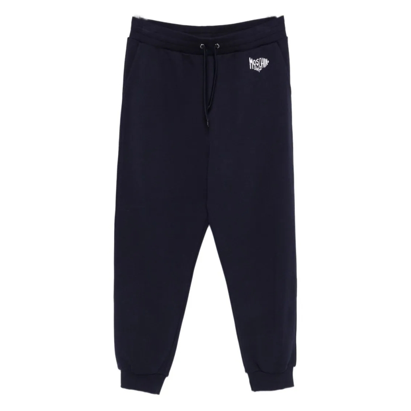 Moschino Jogginghose Deep Blue Drawstring Pants With Ribbed Cuffs Black