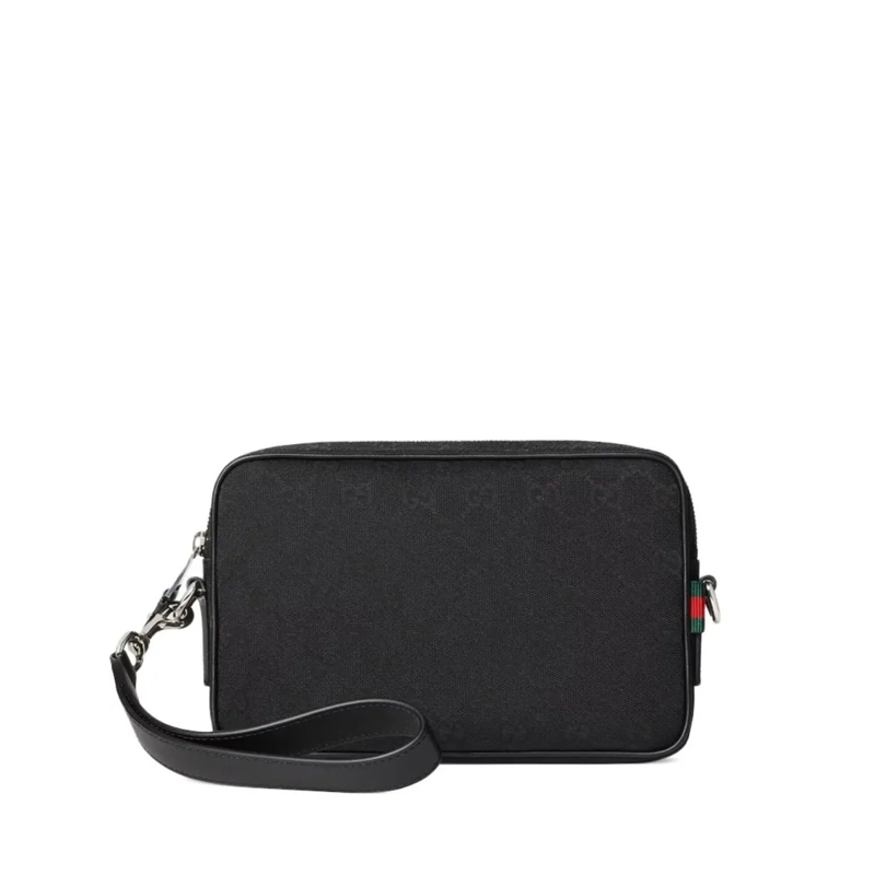 Gucci Schultertasche Rectangular Black Fabric Bag With Embossed Pattern Black
