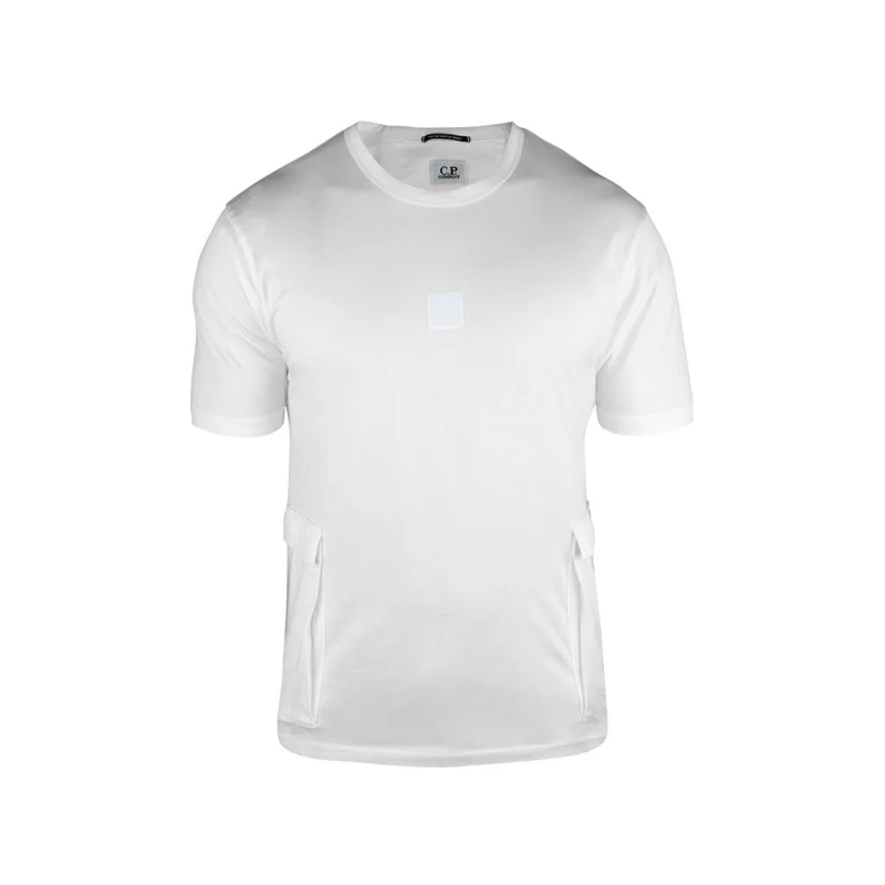 CP Company T-shirt White Cotton T-Shirt With Logo Patch White
