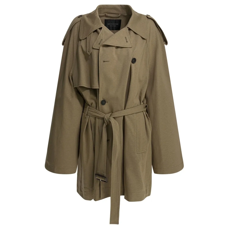 Balenciaga Bontjassen Oversized Brown Trench Coat With Belted Waist Brown