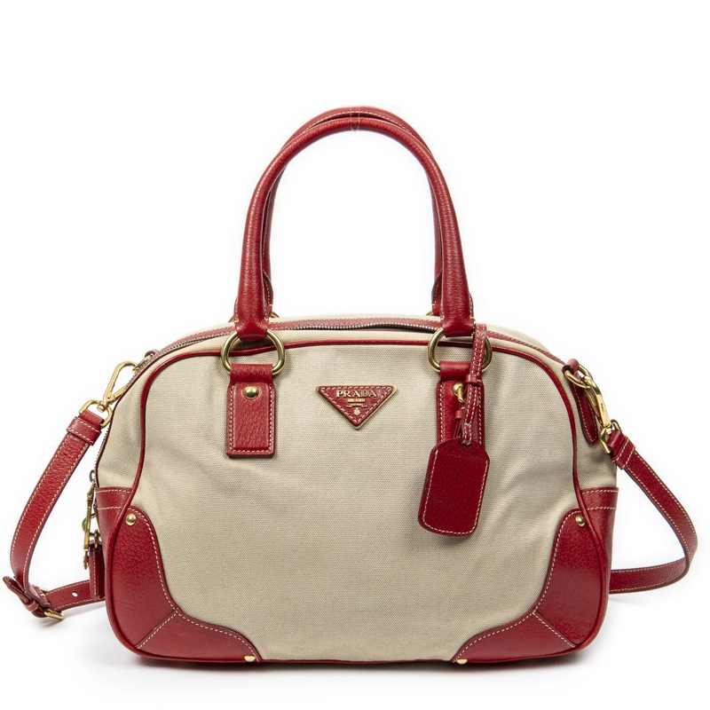 Prada Crossbody Bag Canapa Bowler beige