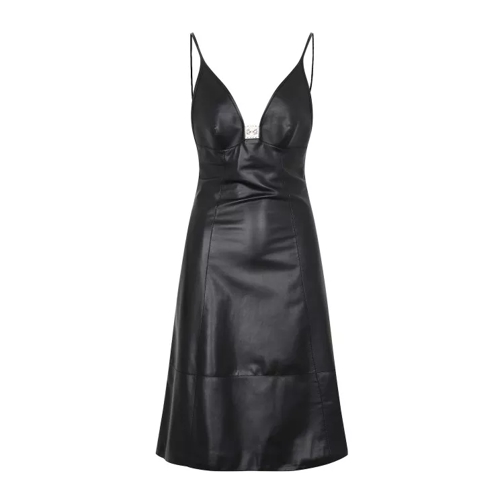 Loewe Black Leather Anagram Strappy Dress Black 