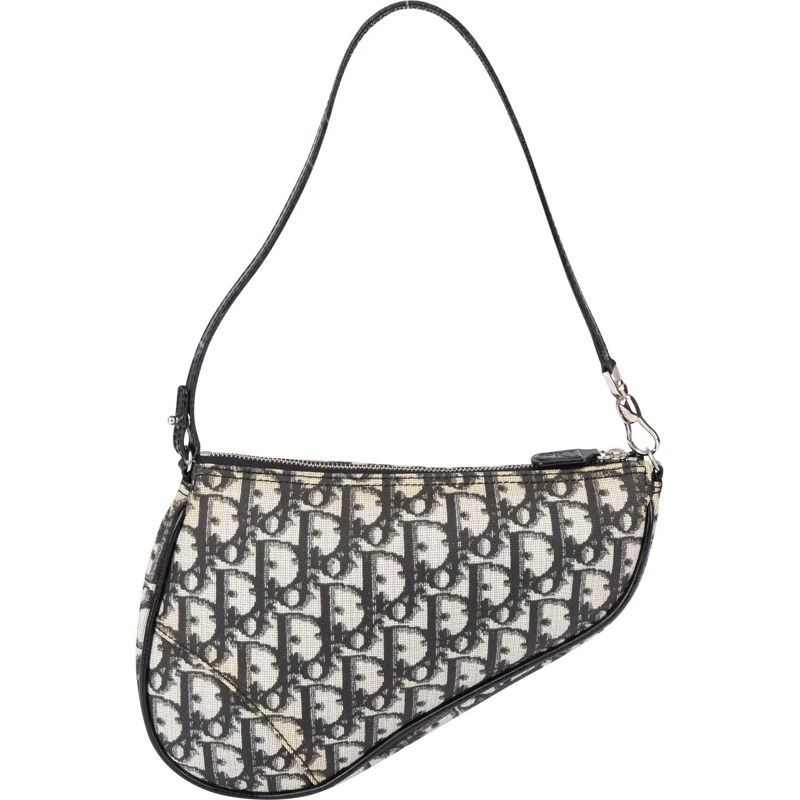 Christian Dior Schultertasche Christian Dior Canvas Trotter Monogram Mini Saddle schwarz