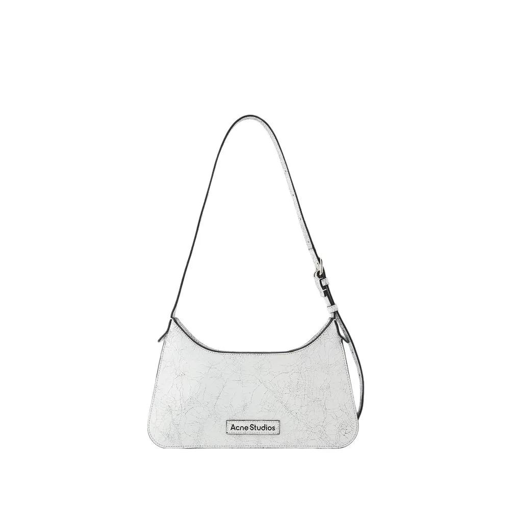 Acne Studios Shopper - Platt Mini Crackle Hobo Bag - Leather - White - Gr. unisize - in Weiß - für Damen