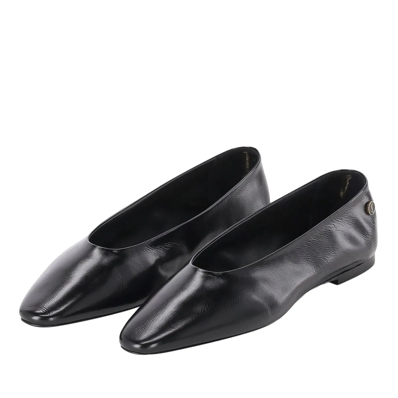 Saint Laurent Schnürschuhe Ballerinas aus Glattleder schwarz