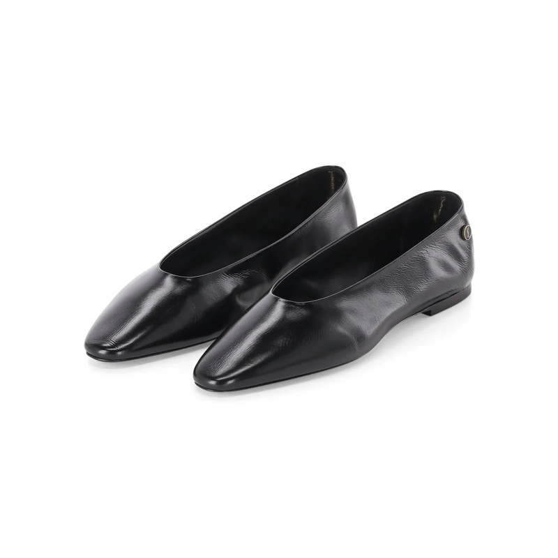 Saint Laurent Schnürschuhe Ballerinas aus Glattleder schwarz