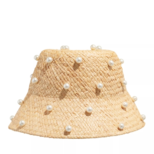 Kate Spade New York Pearl Embellished Straw Cloche Natural Bucket Hat