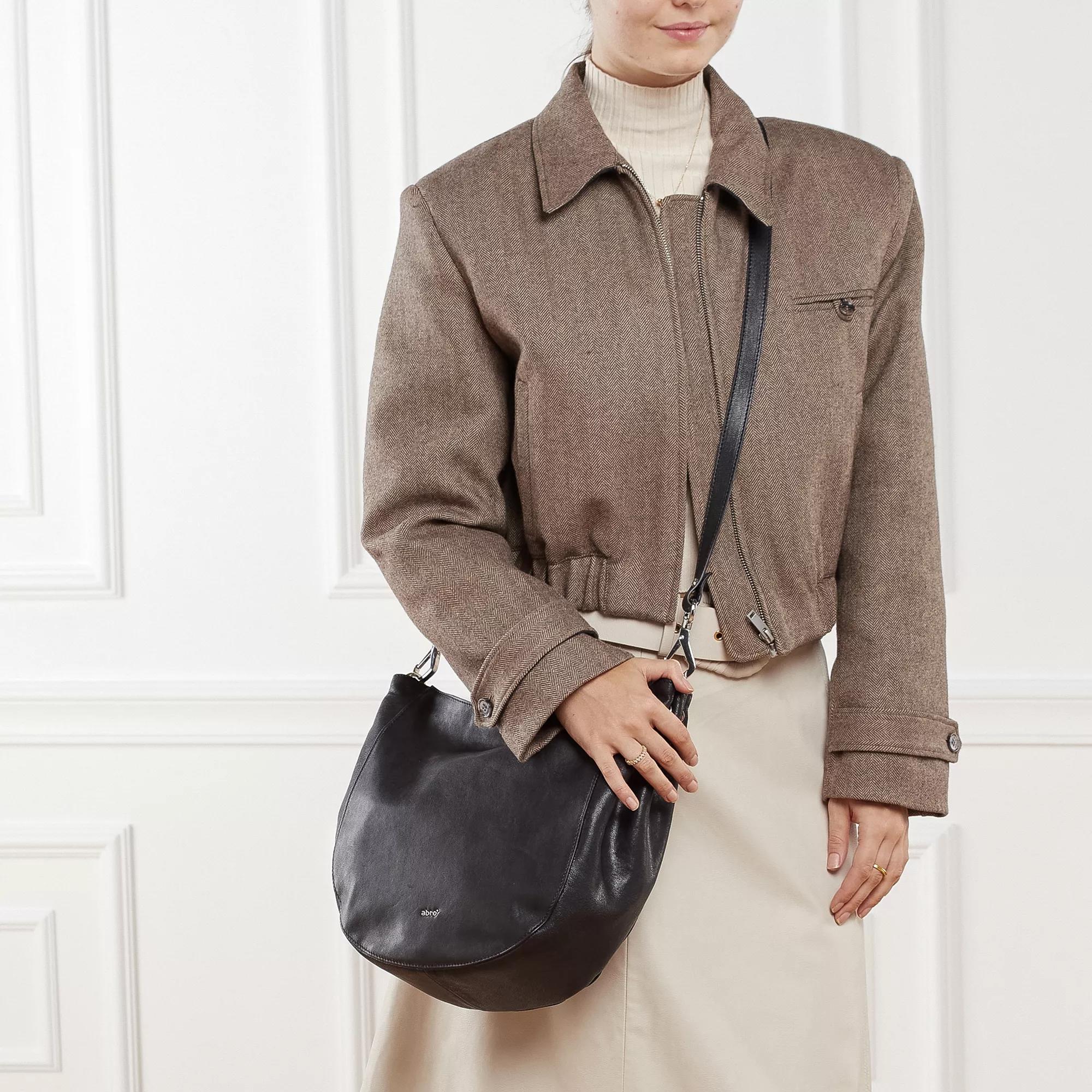 Abro Zwart Nikkel Leren Tas Black Dames