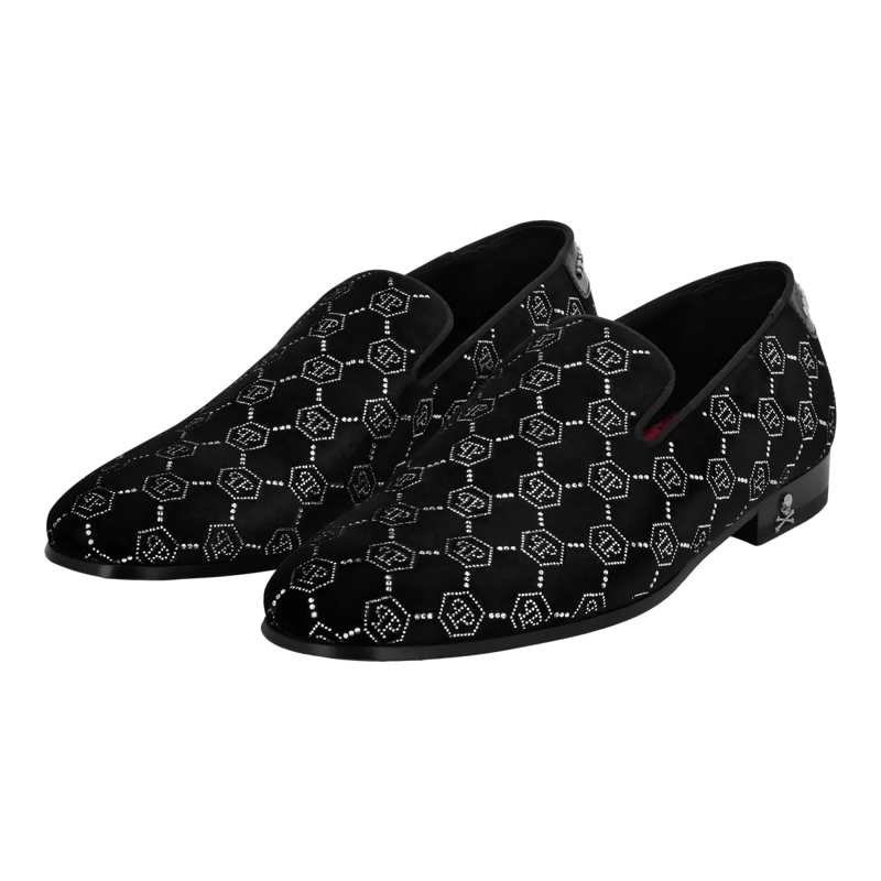 Philipp Plein Slip-On-Sneaker Loafer Monogram Mit Schmucksteinen schwarz