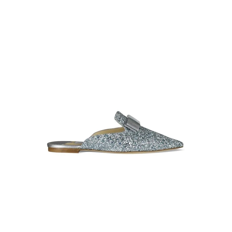 Jimmy Choo Sandales Silver Glitter Mules Grey