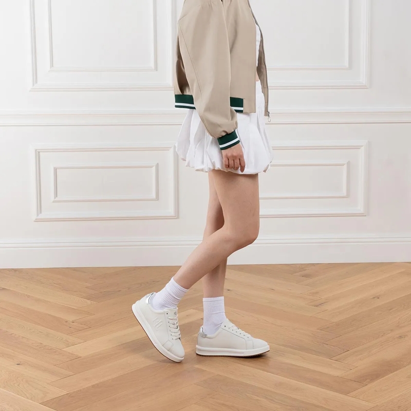 Lauren Ralph Lauren Low-Top-Sneaker Ainsley-Sneakers-Low Top Lace Snow White/Polished Silver(Image 2)