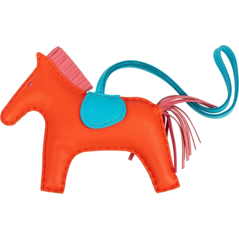 Hermès Ring Hermes Tricolor Leather Rodeo MM Pendant orange