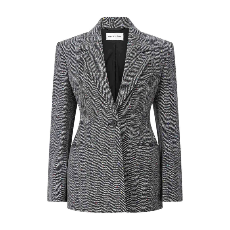 Givenchy Blazer Slim-Fit Blazer mit Fischgrätenmuster Shwarz