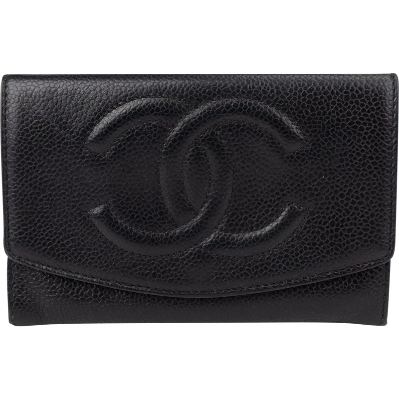 Chanel Geldbörse Chanel Caviar Leather CC Wallet schwarz