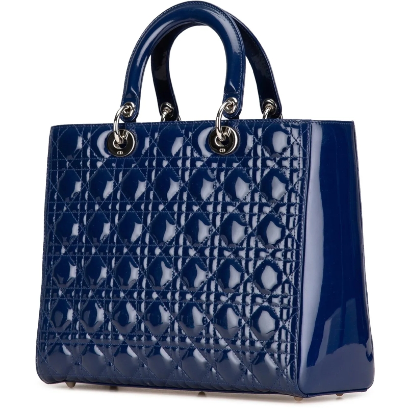 Christian Dior Tote Large Patent Cannage Lady Dior blau (Image 3)